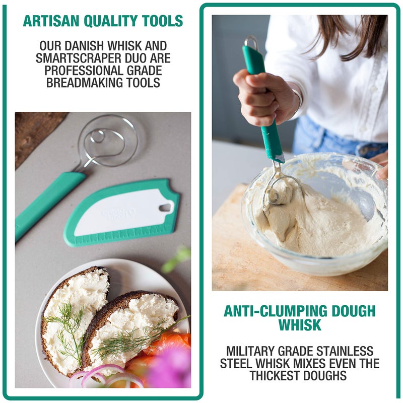 Breadsmart Artisan Bread Whisk and Bench Scraper Duo - Essential Dough Mixer Tools - Sourdough Bread Baking Supplies - Image 3